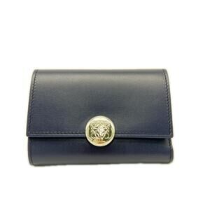 LOEWE Shiny Napa Calf Pebble Vertical Wallet Small Abyss Blue CANBS33X01 Tri-...
